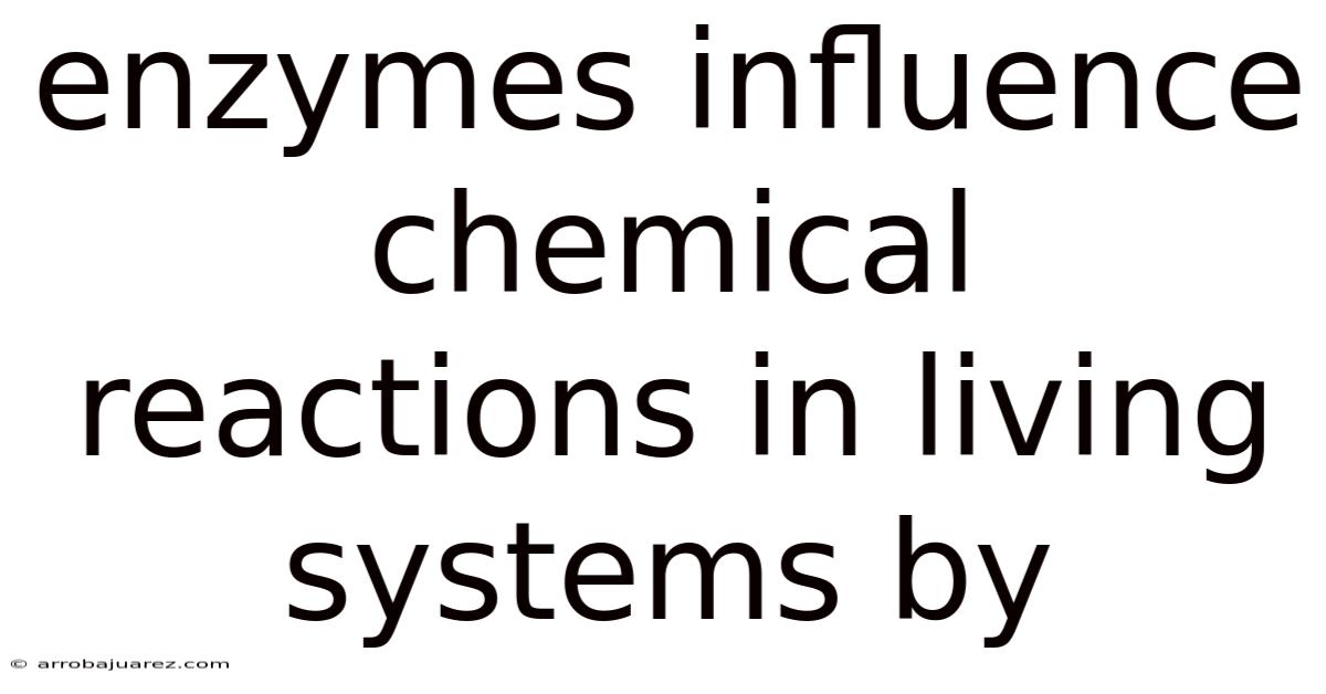 Enzymes Influence Chemical Reactions In Living Systems By