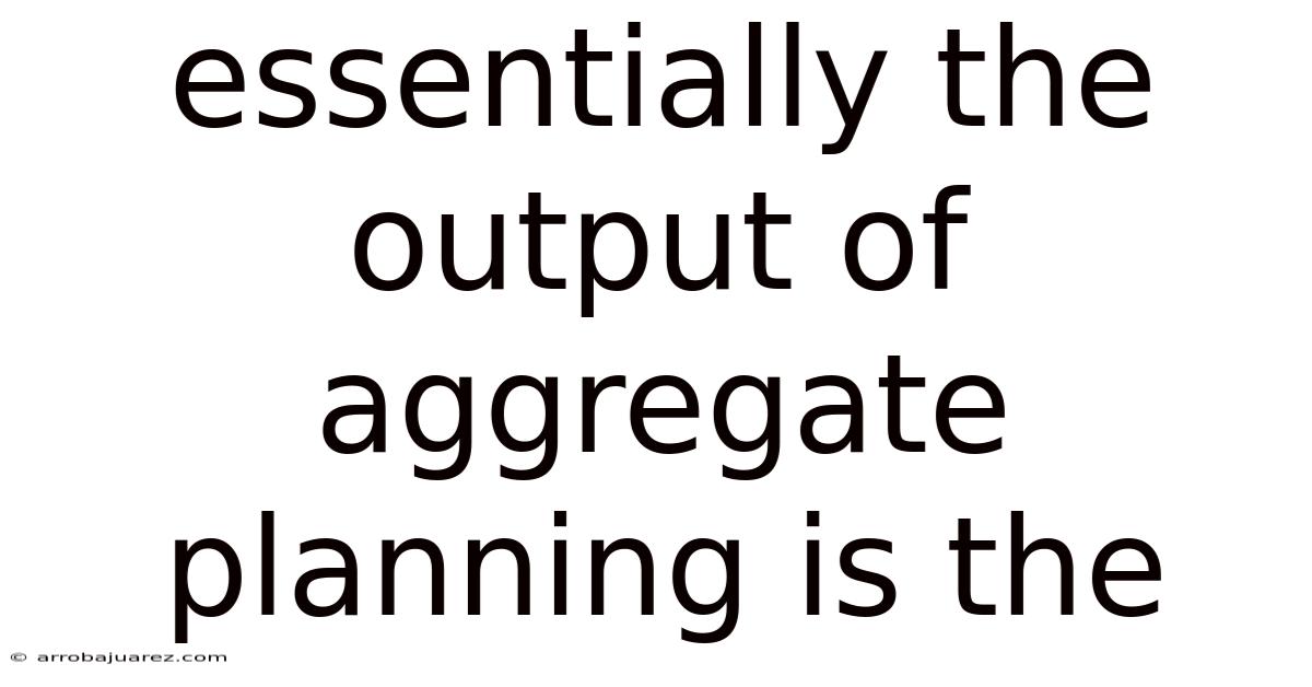 Essentially The Output Of Aggregate Planning Is The