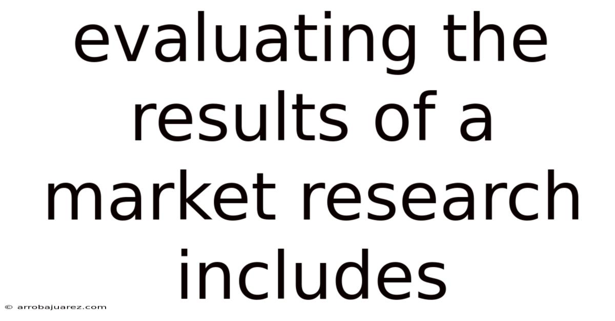 Evaluating The Results Of A Market Research Includes