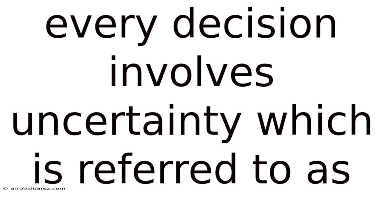 Every Decision Involves Uncertainty Which Is Referred To As