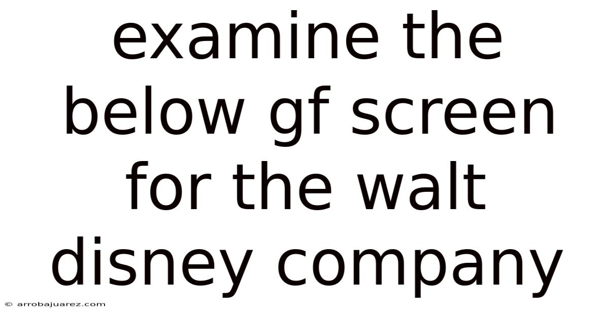 Examine The Below Gf Screen For The Walt Disney Company