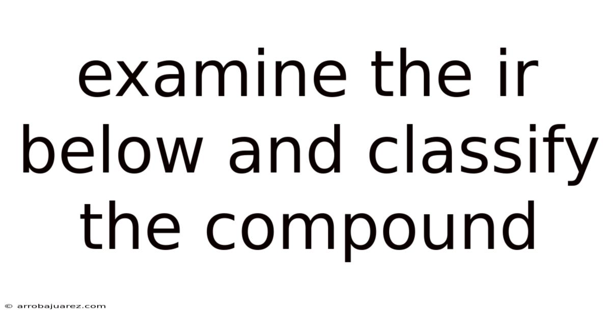 Examine The Ir Below And Classify The Compound