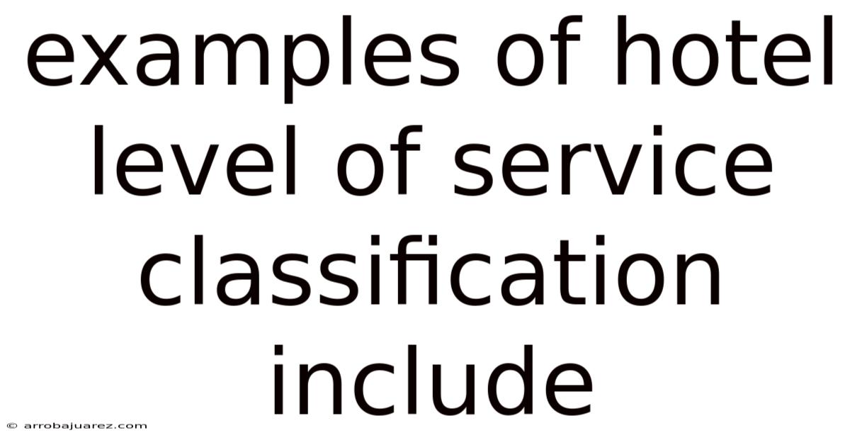 Examples Of Hotel Level Of Service Classification Include