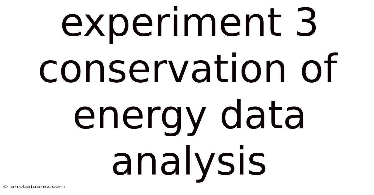 Experiment 3 Conservation Of Energy Data Analysis