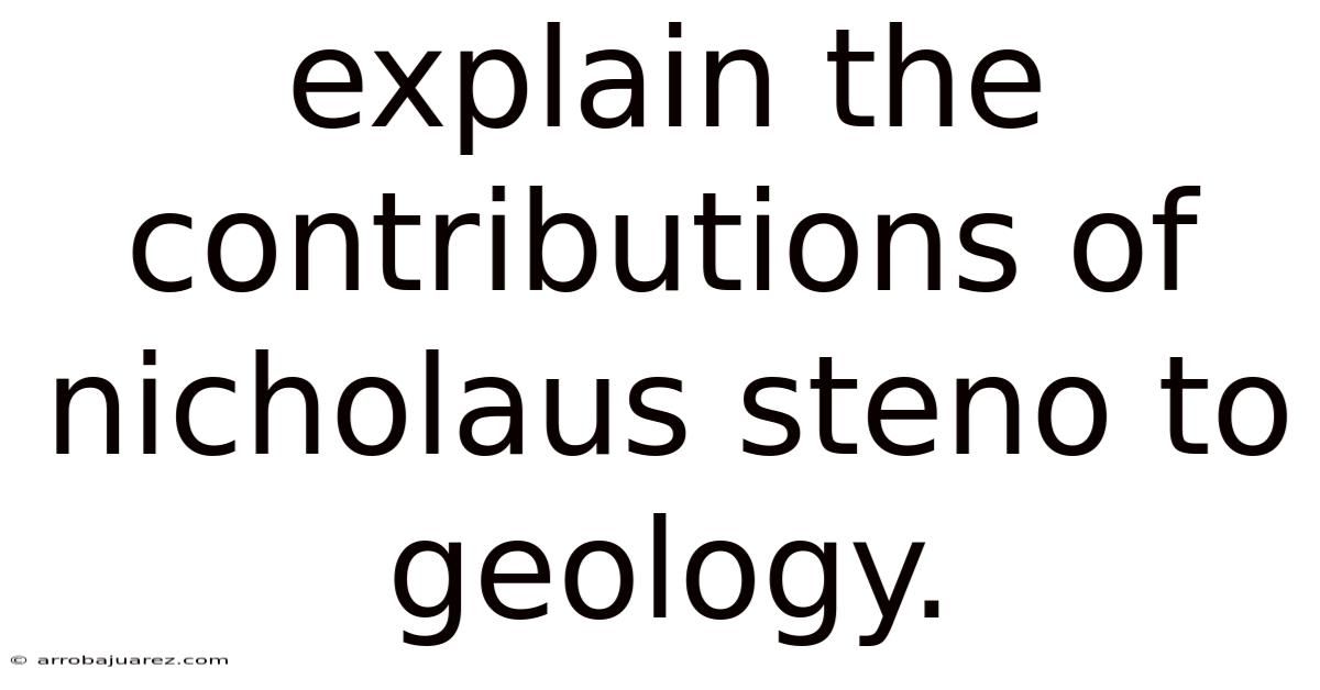 Explain The Contributions Of Nicholaus Steno To Geology.