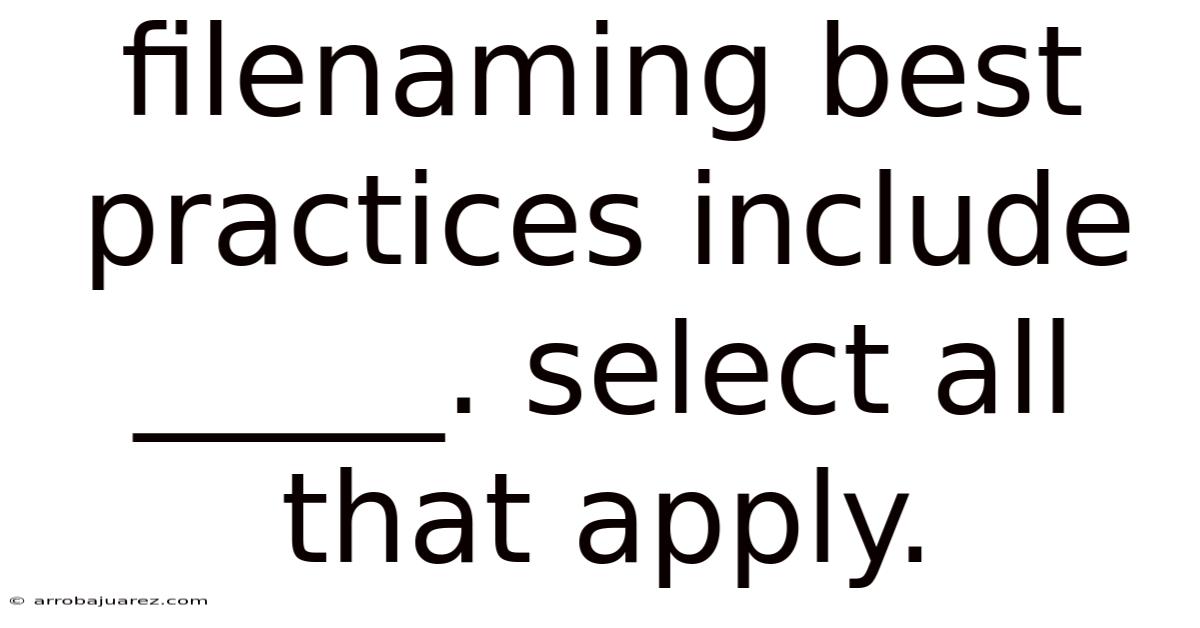 Filenaming Best Practices Include _____. Select All That Apply.