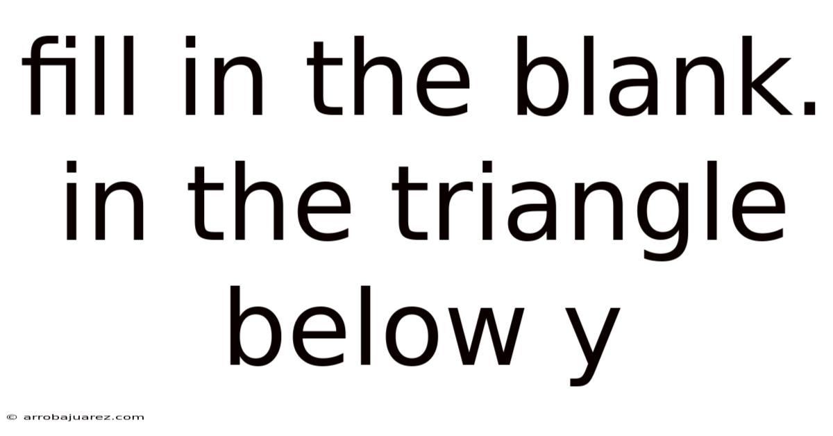 Fill In The Blank. In The Triangle Below Y