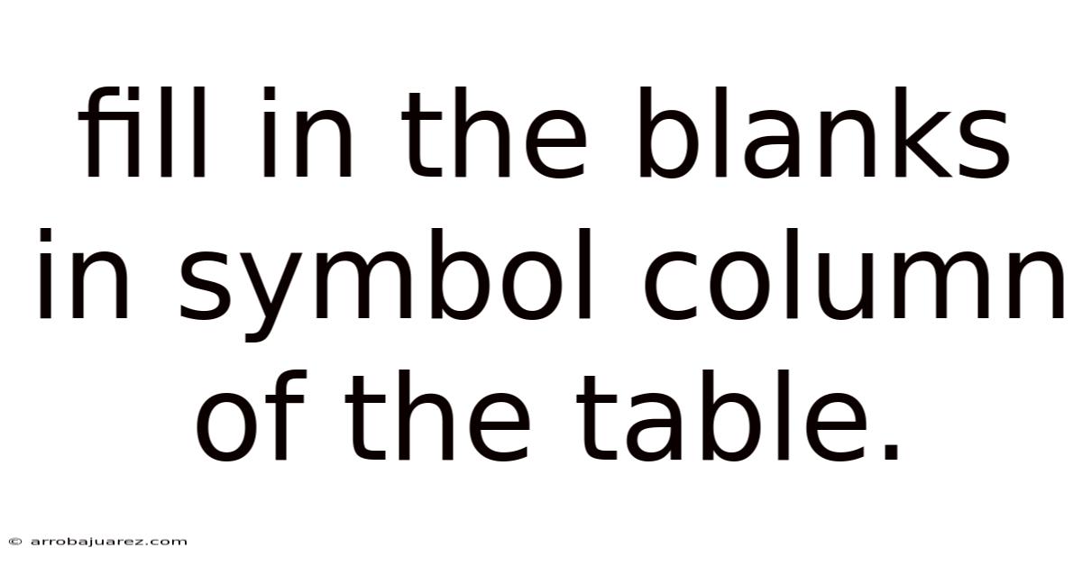 Fill In The Blanks In Symbol Column Of The Table.