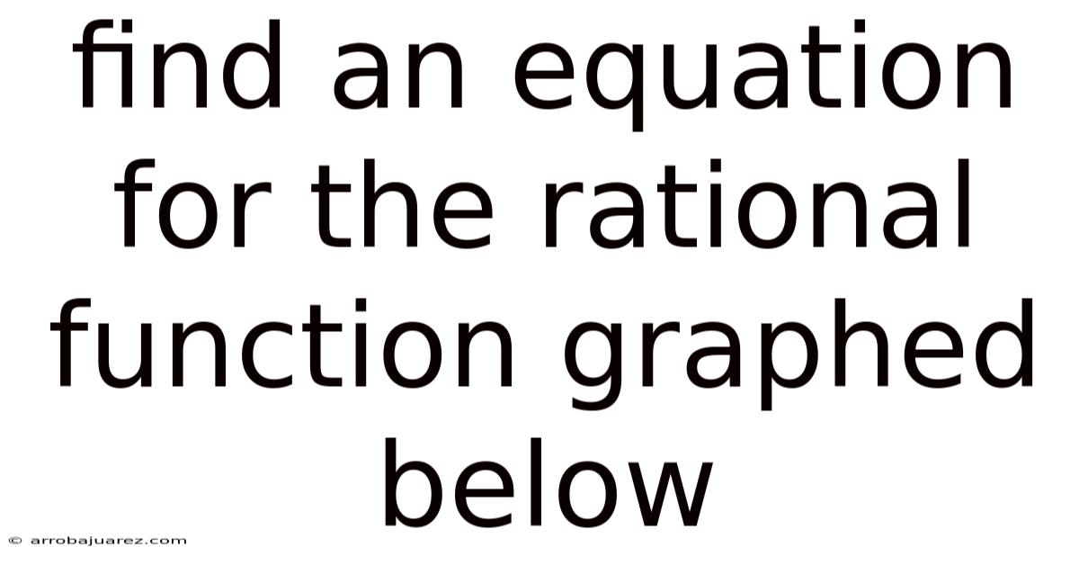 Find An Equation For The Rational Function Graphed Below