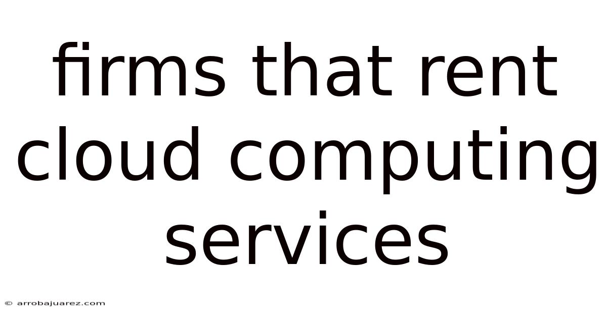 Firms That Rent Cloud Computing Services