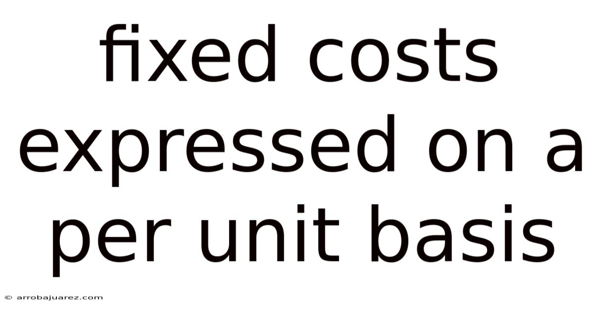 Fixed Costs Expressed On A Per Unit Basis