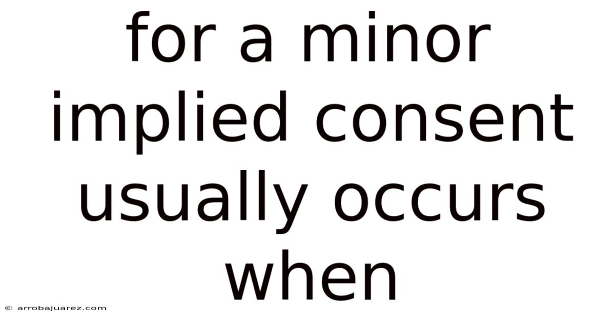 For A Minor Implied Consent Usually Occurs When