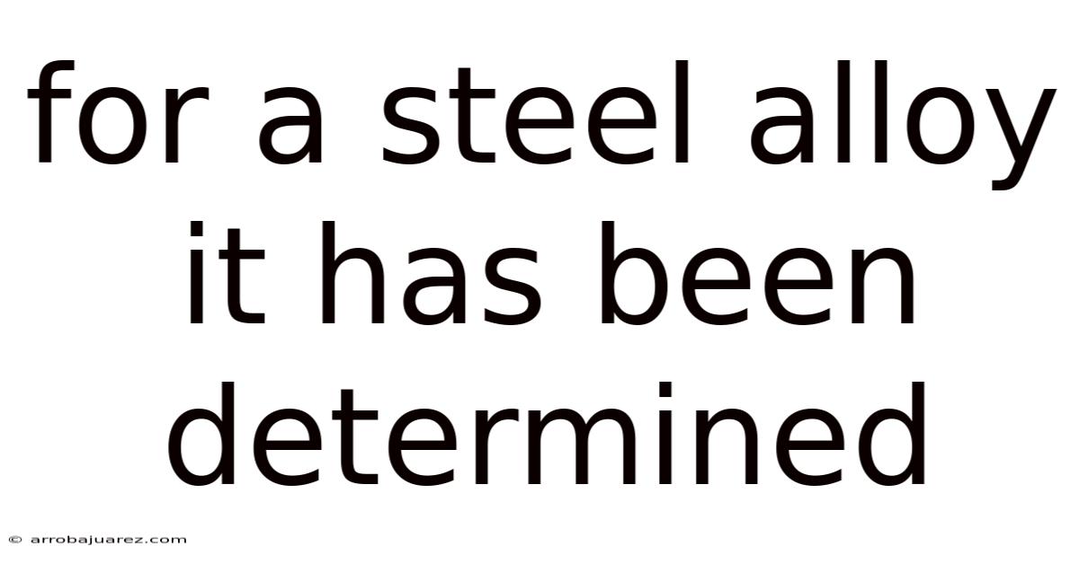 For A Steel Alloy It Has Been Determined
