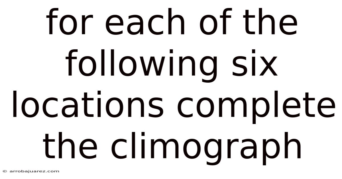 For Each Of The Following Six Locations Complete The Climograph