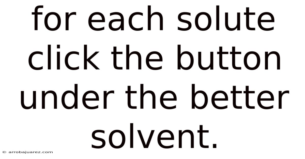 For Each Solute Click The Button Under The Better Solvent.