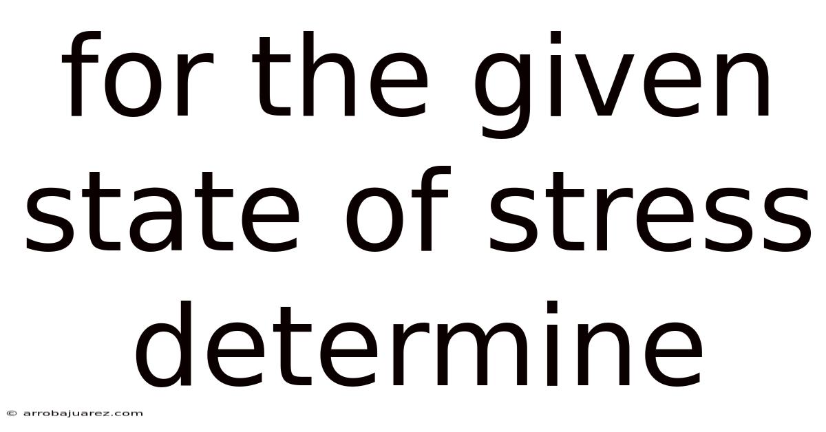 For The Given State Of Stress Determine