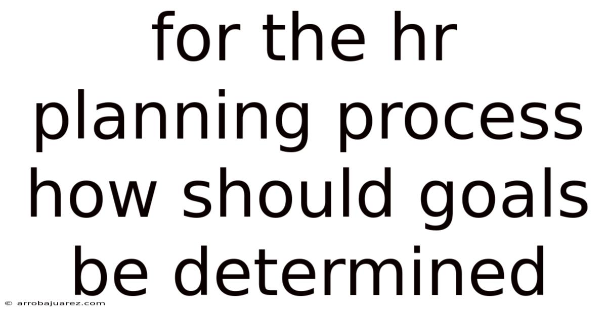 For The Hr Planning Process How Should Goals Be Determined