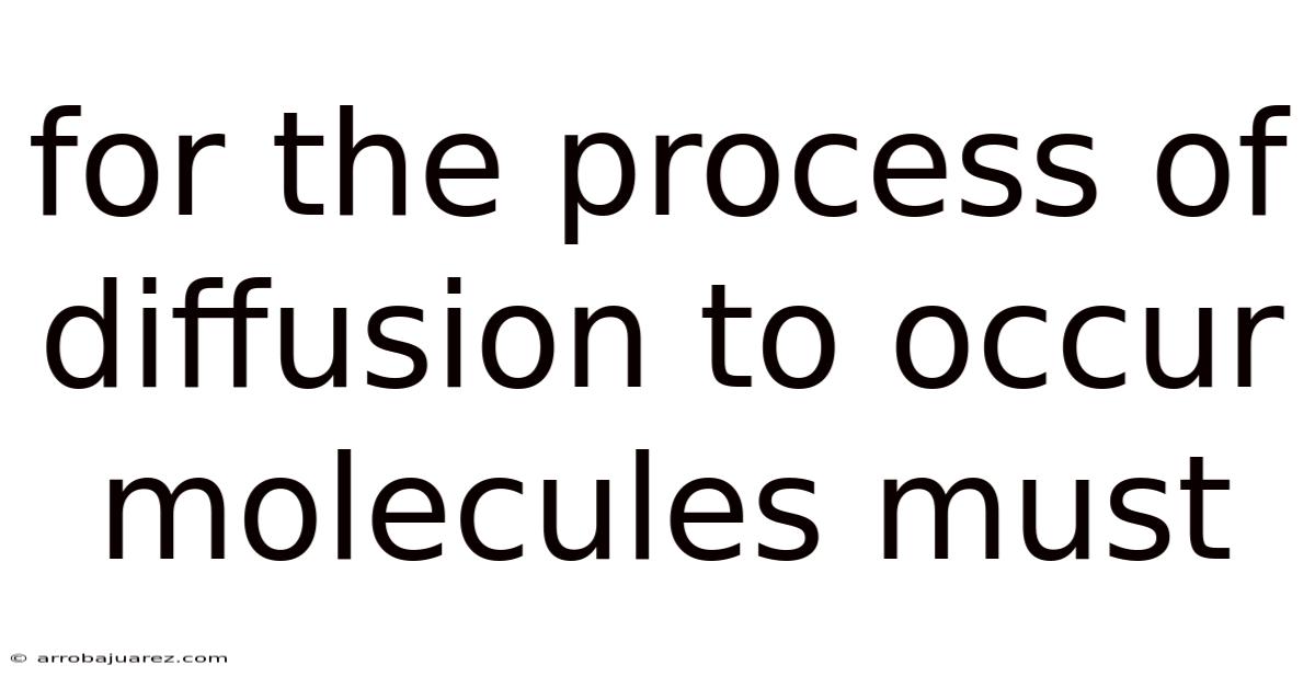 For The Process Of Diffusion To Occur Molecules Must