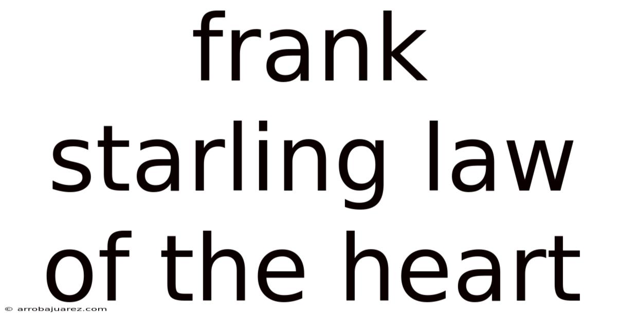 Frank Starling Law Of The Heart