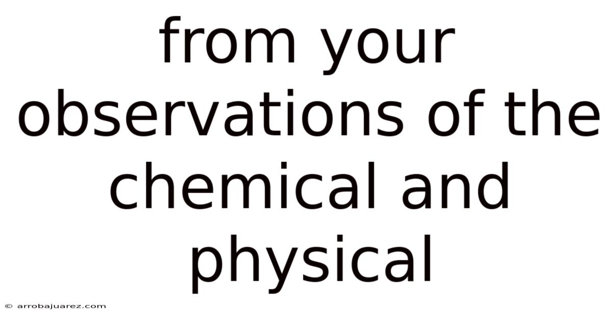 From Your Observations Of The Chemical And Physical