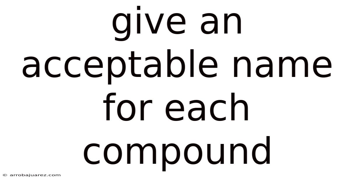 Give An Acceptable Name For Each Compound