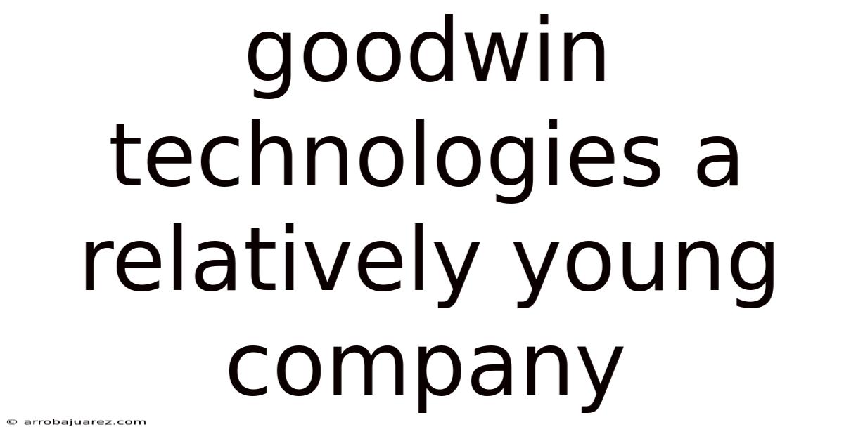 Goodwin Technologies A Relatively Young Company