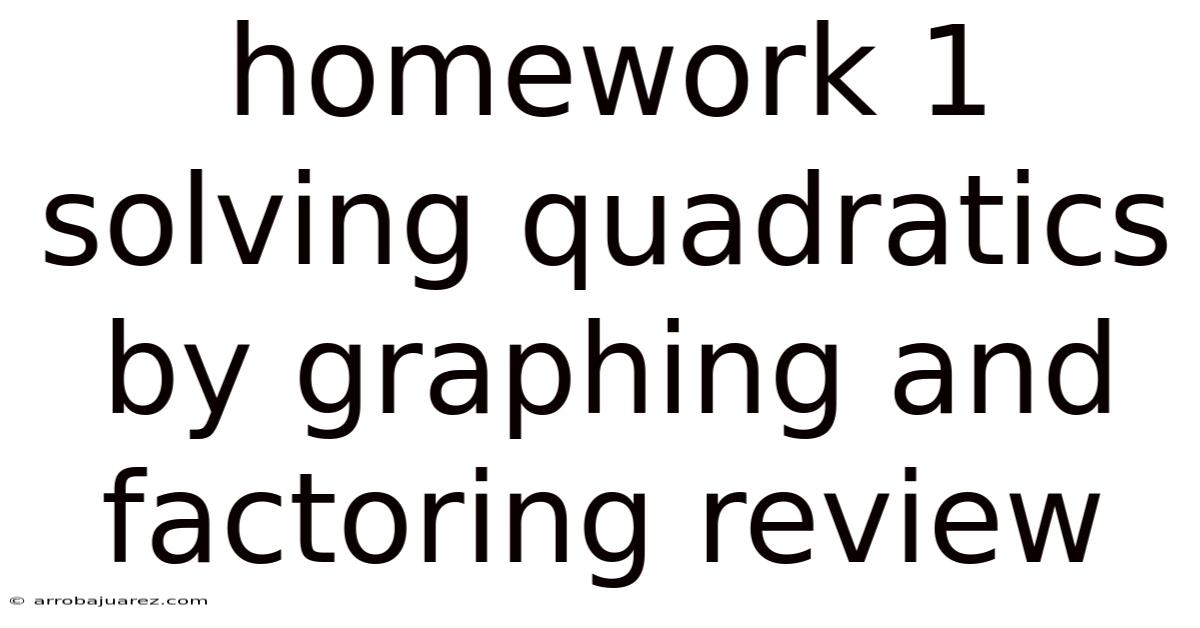 Homework 1 Solving Quadratics By Graphing And Factoring Review