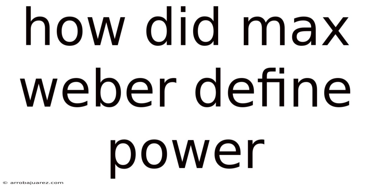 How Did Max Weber Define Power