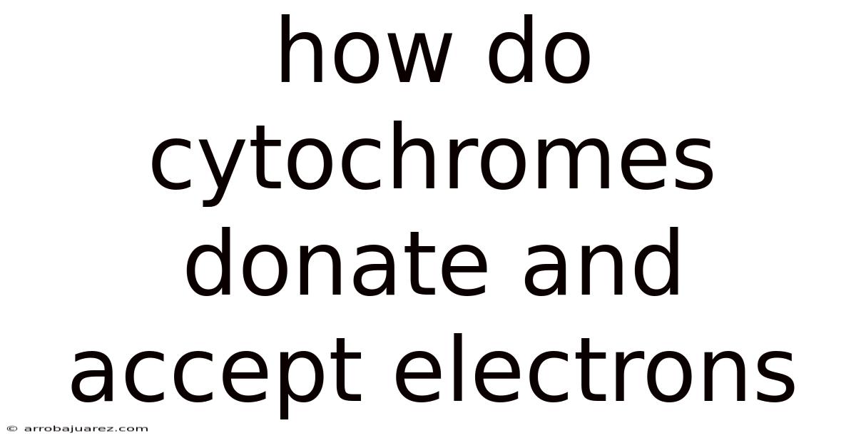 How Do Cytochromes Donate And Accept Electrons
