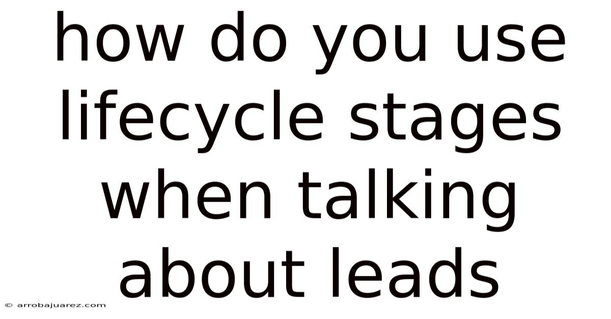 How Do You Use Lifecycle Stages When Talking About Leads