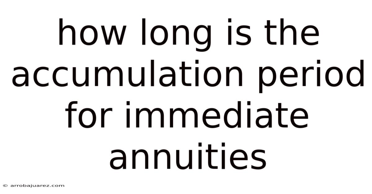 How Long Is The Accumulation Period For Immediate Annuities