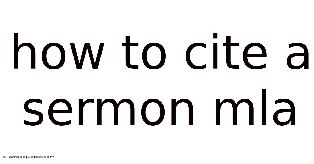 How To Cite A Sermon Mla
