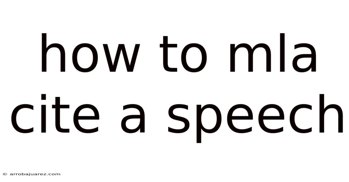 How To Mla Cite A Speech