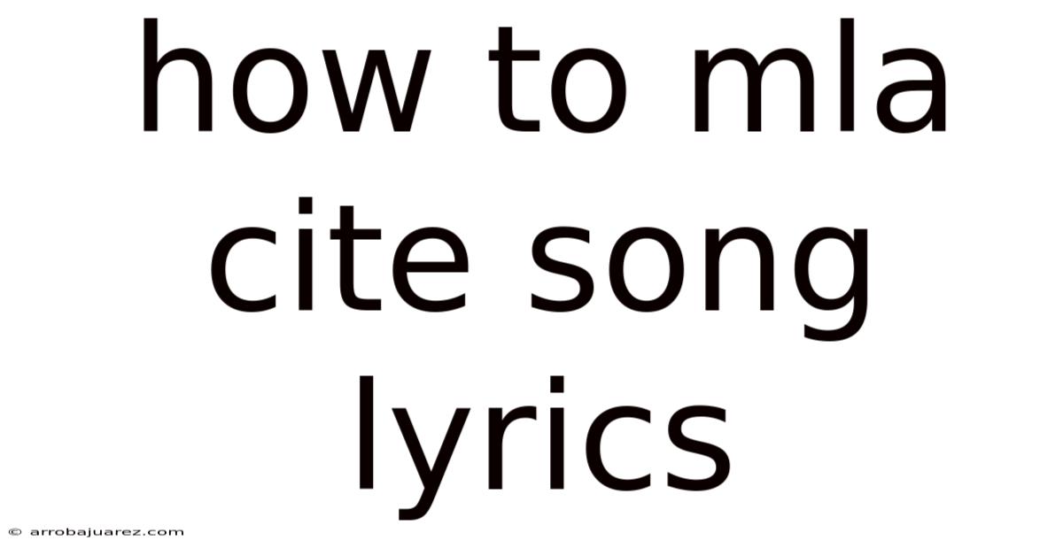 How To Mla Cite Song Lyrics