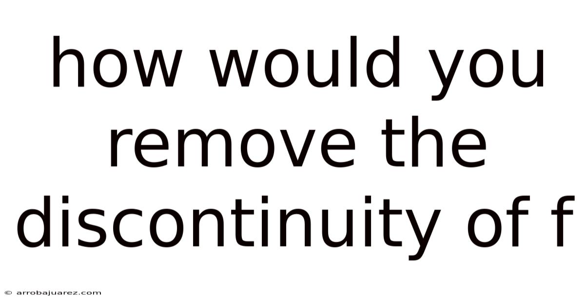 How Would You Remove The Discontinuity Of F