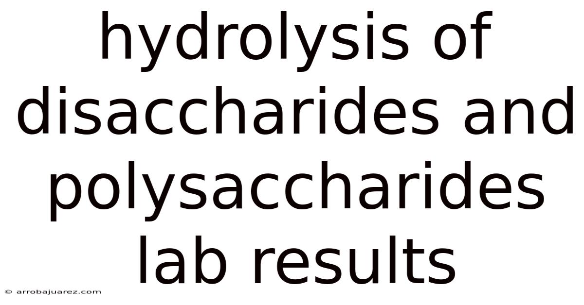 Hydrolysis Of Disaccharides And Polysaccharides Lab Results