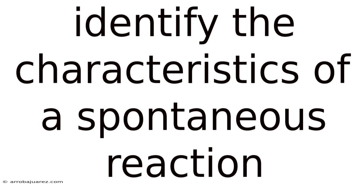Identify The Characteristics Of A Spontaneous Reaction