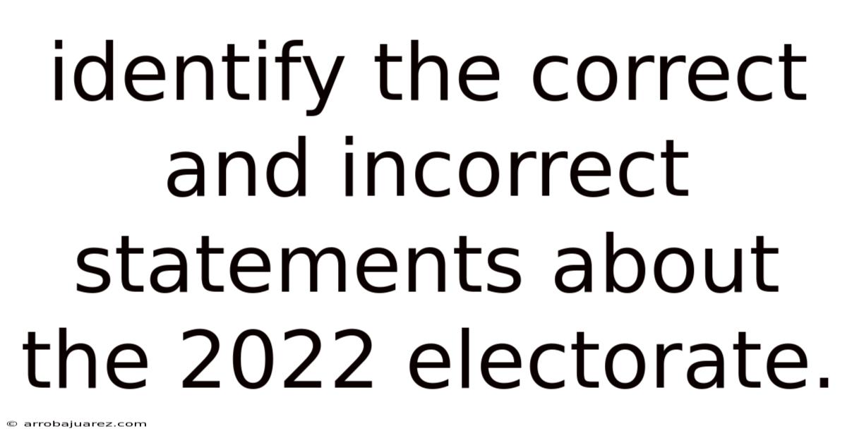 Identify The Correct And Incorrect Statements About The 2022 Electorate.