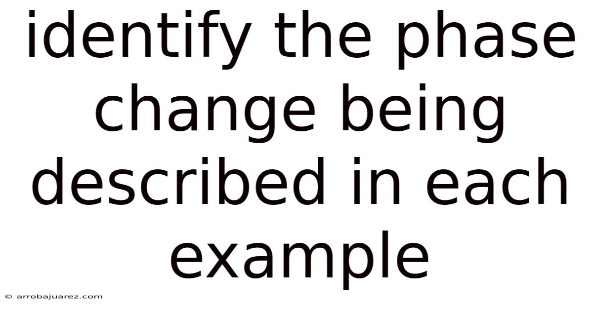 Identify The Phase Change Being Described In Each Example
