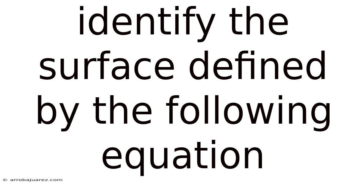 Identify The Surface Defined By The Following Equation