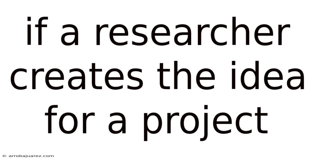If A Researcher Creates The Idea For A Project