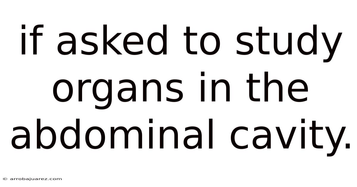 If Asked To Study Organs In The Abdominal Cavity.