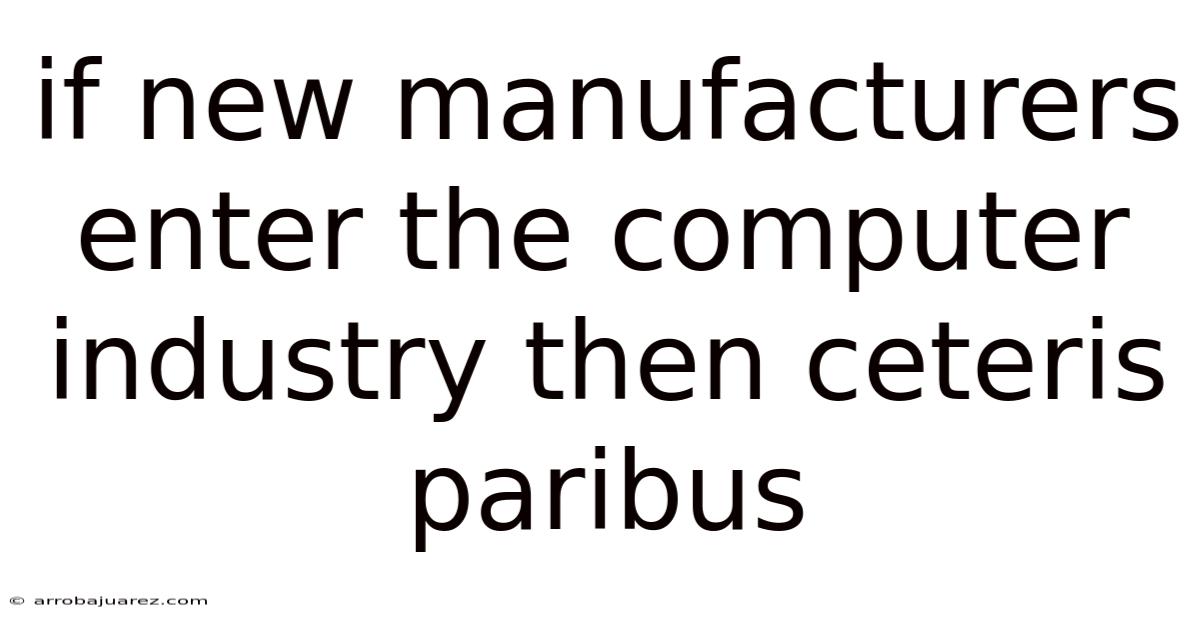 If New Manufacturers Enter The Computer Industry Then Ceteris Paribus