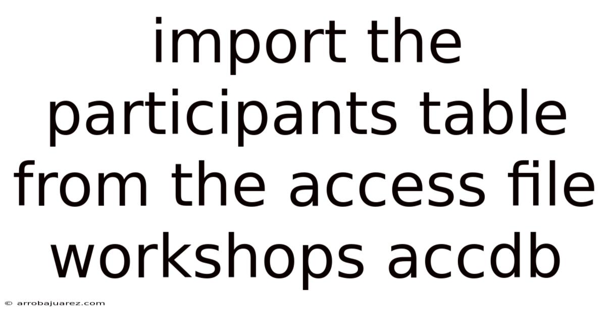 Import The Participants Table From The Access File Workshops Accdb