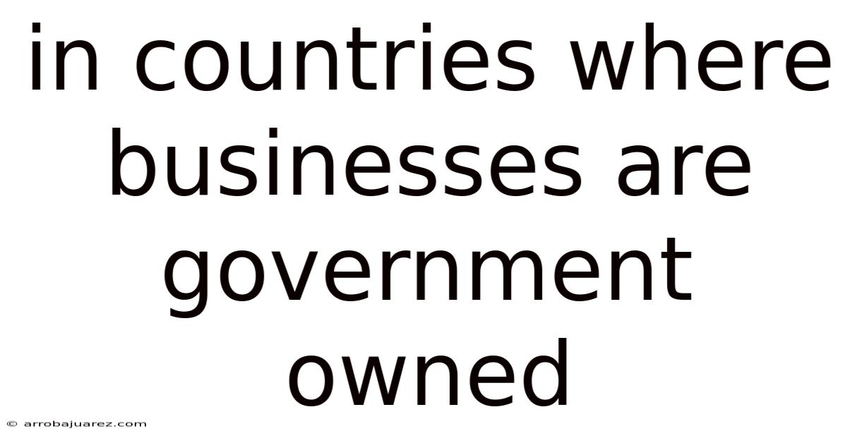 In Countries Where Businesses Are Government Owned