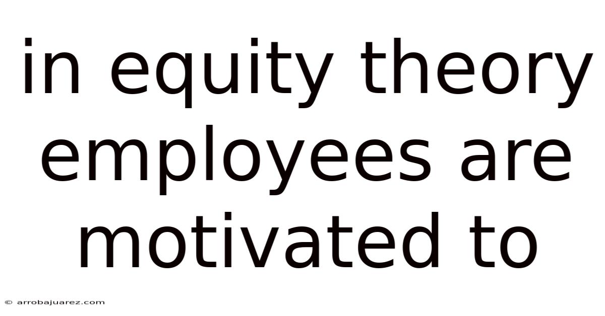 In Equity Theory Employees Are Motivated To