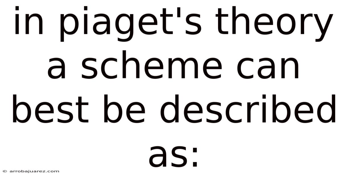 In Piaget's Theory A Scheme Can Best Be Described As: