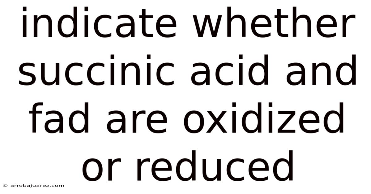 Indicate Whether Succinic Acid And Fad Are Oxidized Or Reduced