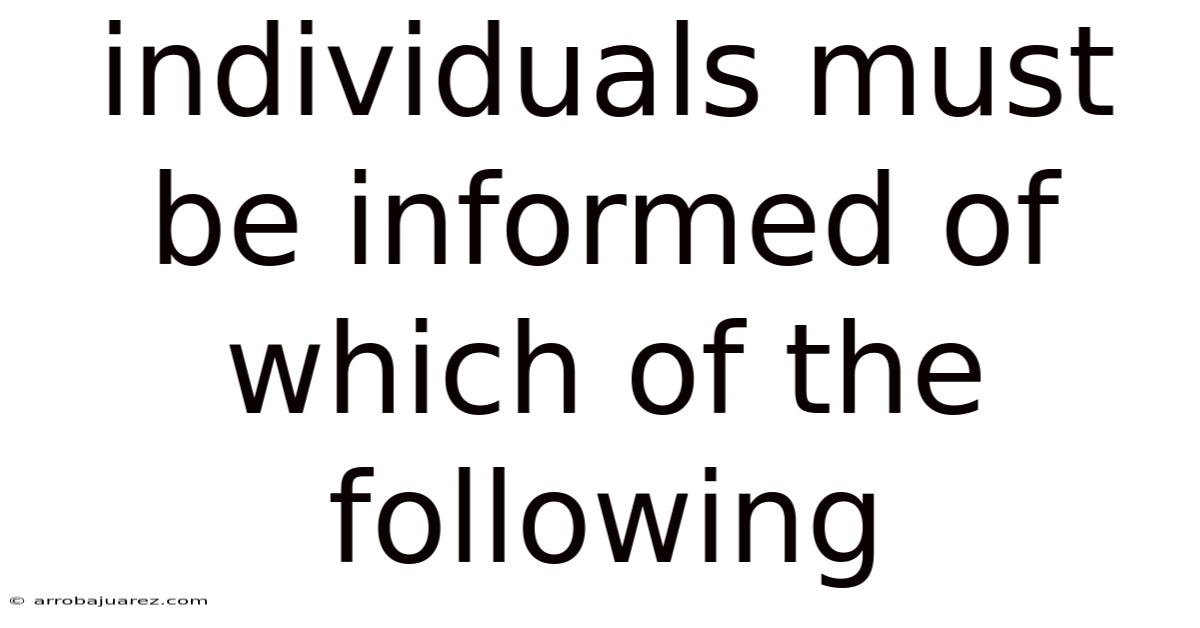 Individuals Must Be Informed Of Which Of The Following