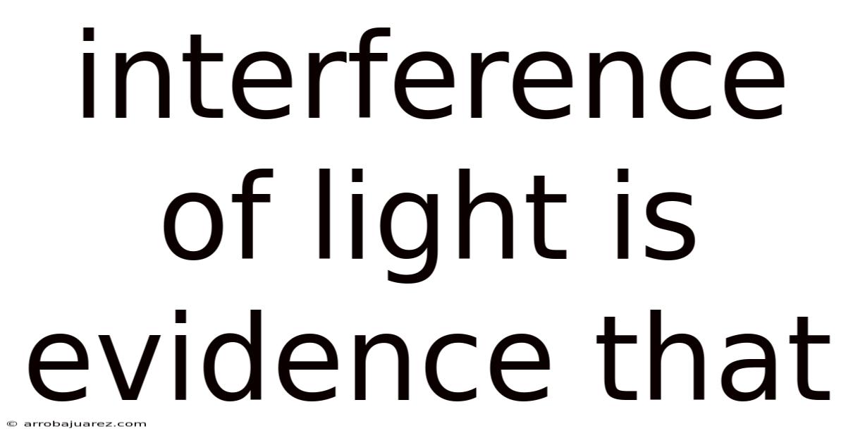 Interference Of Light Is Evidence That